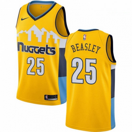 Mens Nike Denver Nuggets 25 Malik Beasley Authentic Gold Alternate NBA ...