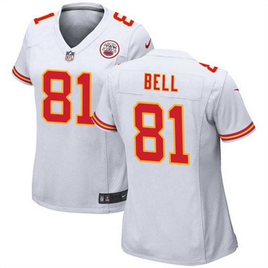 Women Kansas City Chiefs 81 Blake Bell White Stitched Jersey Run Small ...