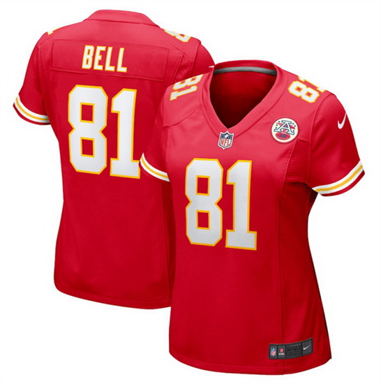 Women Kansas City Chiefs 81 Blake Bell Red Stitched Jersey Run Small ...